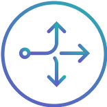 A vector icon depicting an arrow pointing in four different directions (north, south, east, and west).