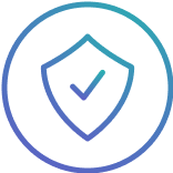 A vector icon of a shield with a tick, indicating privacy and security.