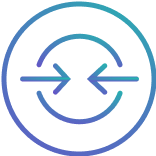 A vector icon of two arrows pointing towards each other, indicating integration.