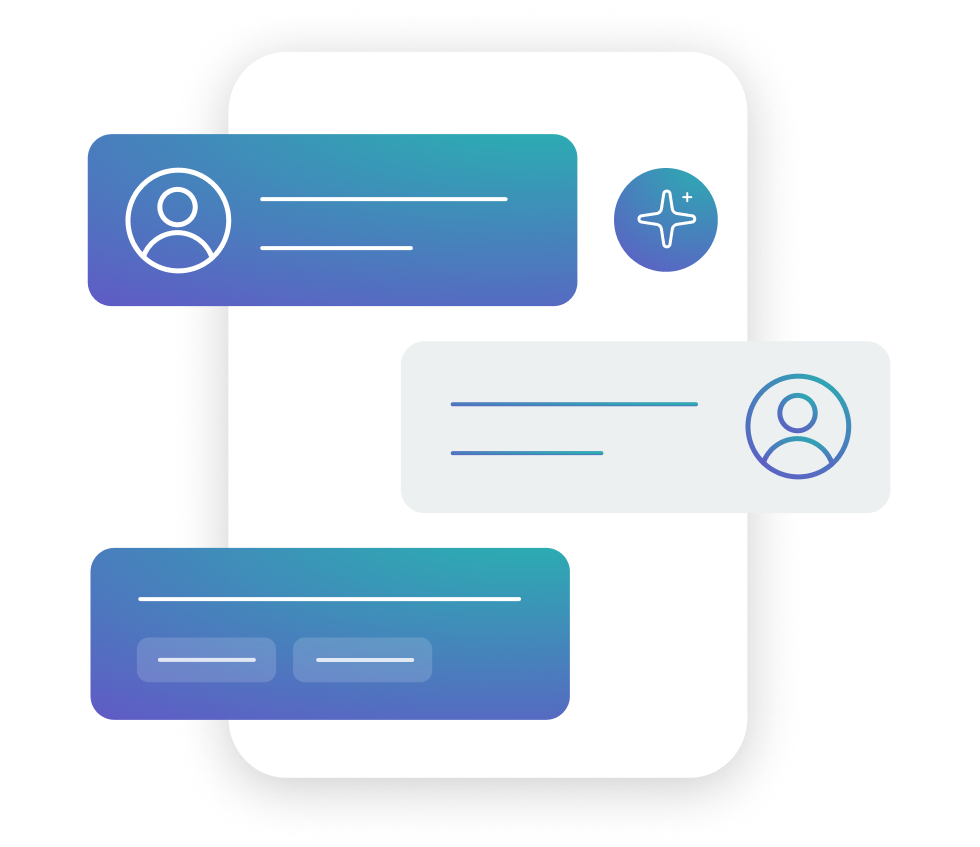 A graphic illustrating two-way communication between a customer and AI agent.