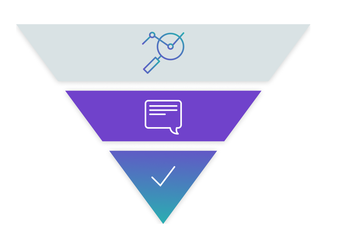 A minimalist vector icon of a customer engagement funnel.